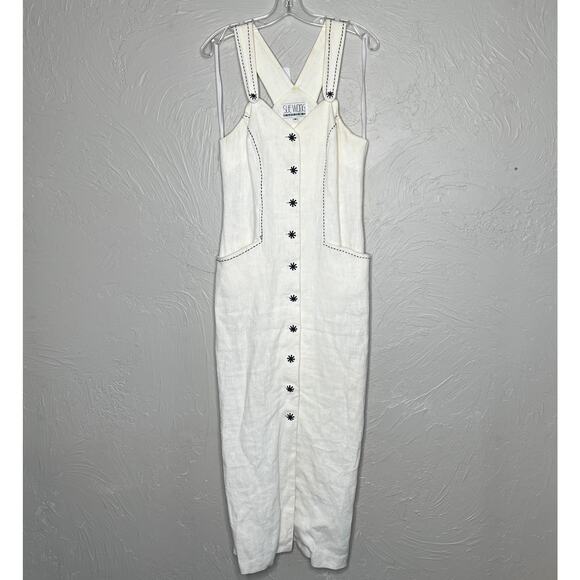 Sue Wong Vintage Linen Button Down Dress Size Medium